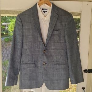 Ralph Lauren Blue Grey Plaid Sports Coat 38S